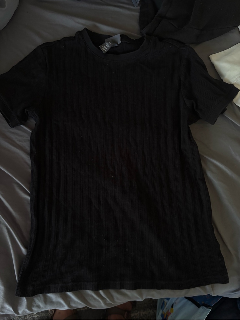H&M Black Ribbed Short Sleeve Tee